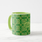 Ierse Shamrock Groene Abstracte Keltische Knoop Ge Mok (Voorkant links)