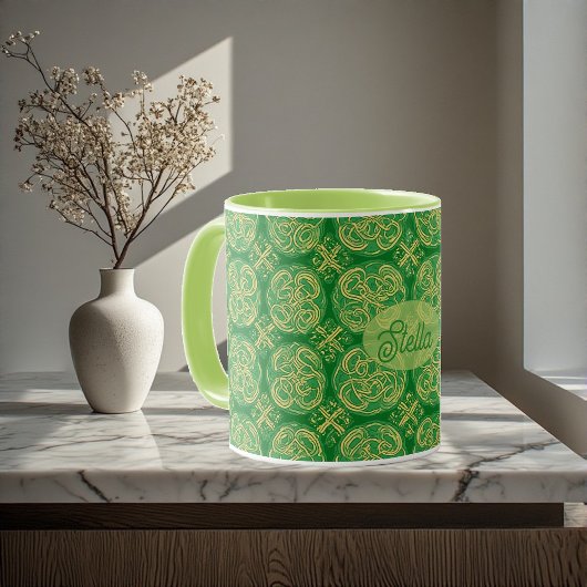 Ierse Shamrock Groene Abstracte Keltische Knoop Ge Mok