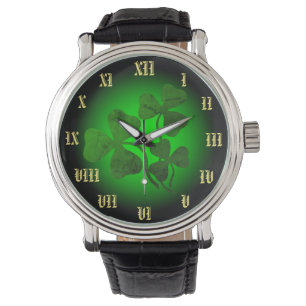 Ierse shamrock/groene klaver, Ierland groene gloed Horloge