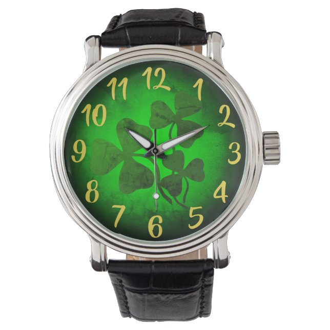 Ierse shamrock/groene klaver, Ierland groene gloed Horloge