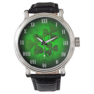 Ierse shamrock/groene klaver, Ierland groene gloed Horloge
