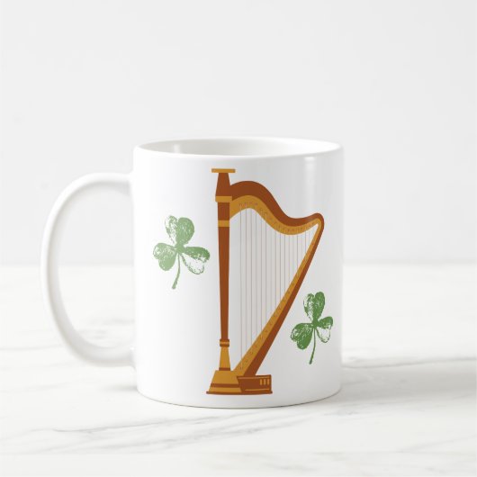 Ierse Shamrock Harp Mok (Links)
