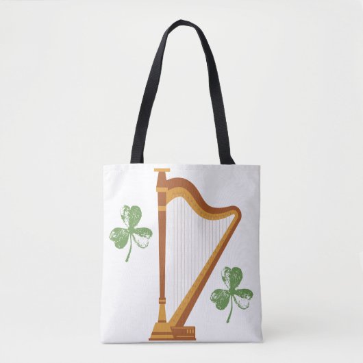 Ierse Shamrock Harp Tote Bag (Voorkant)
