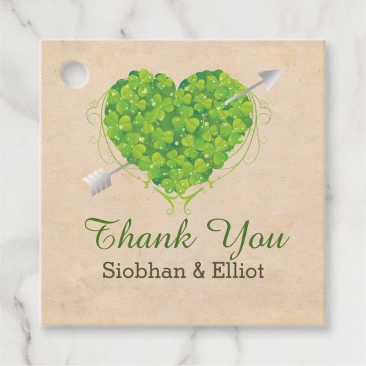 Ierse Shamrock hart dank u gepersonaliseerd Bedankjes Labels (Voorkant)