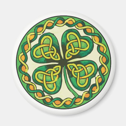 Ierse Shamrock in Keltische Knots Magneet (Voorkant)