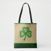 Ierse Shamrock Keltische Knopen St Patrick Tote Bag (Voorkant)