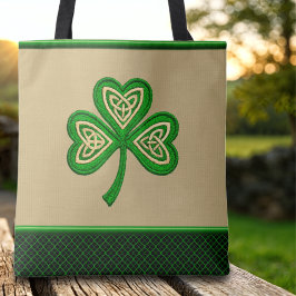 Ierse Shamrock Keltische Knopen St Patrick Tote Bag