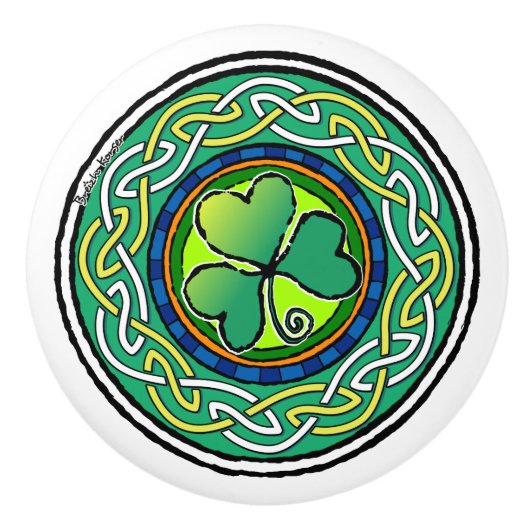 Ierse shamrock keramische knop (Voorkant)
