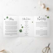 Ierse Shamrock Klaver Rouwherdenkingsprogramma Drieluik Uitnodiging (Binnen)