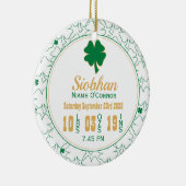Ierse Shamrock New Baby Birth Stats Keramisch Ornament (Rechts)