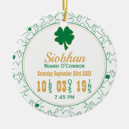 Ierse Shamrock New Baby Birth Stats Keramisch Ornament