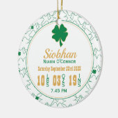 Ierse Shamrock New Baby Birth Stats Keramisch Ornament (Links)