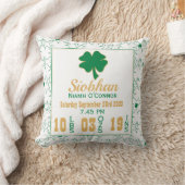 Ierse Shamrock New Baby Birth Stats Kussen (Deken)