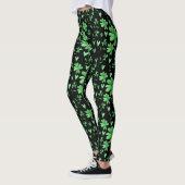 Ierse Shamrock Patroon | Groen en Zwart Leggings (Links)