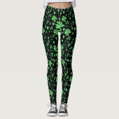Ierse Shamrock Patroon | Groen en Zwart Leggings (Voorkant)