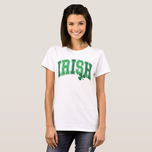 Ierse Shamrock Retro St Patrick's Day T-shirt (Voorkant volledig)