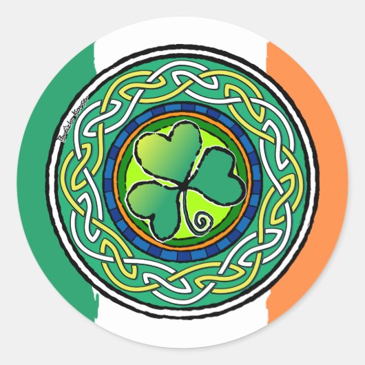 Ierse shamrock ronde sticker (Voorkant)