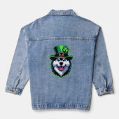 Ierse Shamrock Siberian Husky Dog St Patricks Day Denim Jacket (Achterkant)