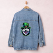 Ierse Shamrock Siberian Husky Dog St Patricks Day Denim Jacket (Hangar)