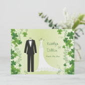 Ierse shamrock, smoking & town bruiloft douche kaart (Staand voorkant)