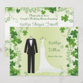 Ierse shamrock, smoking & town bruiloft douche kaart (Voorkant / Achterkant)