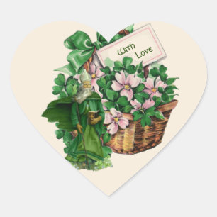 Ierse Shamrock St. Patrick Bloemenmand Religieus Hart Sticker