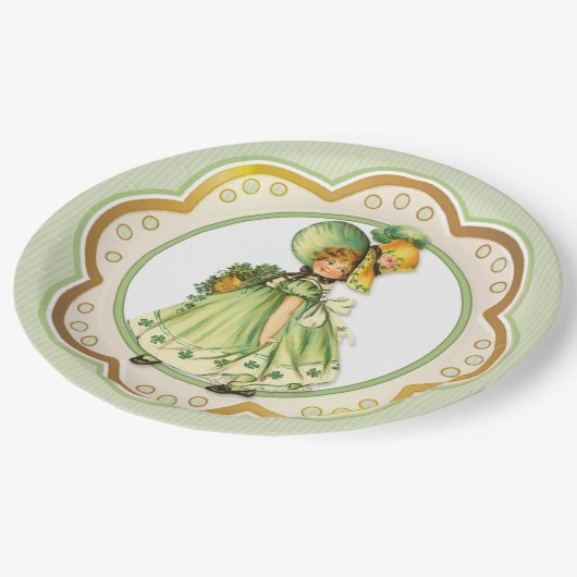Ierse Shamrock Stroll meisje Papieren Bordje (Gekanteld)