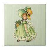 Ierse Shamrock Stroll meisje Tegeltje (Voorkant)