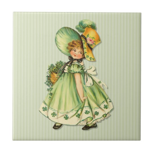 Ierse Shamrock Stroll meisje Tegeltje (Voorkant)