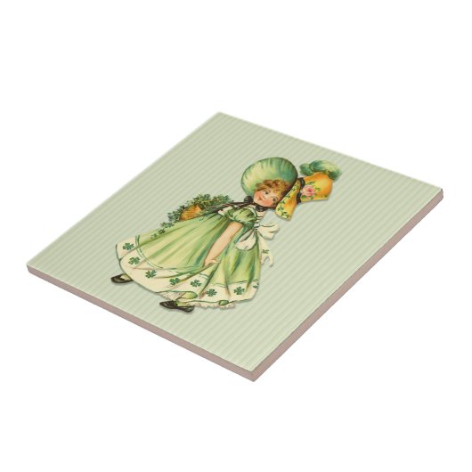 Ierse Shamrock Stroll meisje Tegeltje (Zijkant)