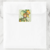 Ierse Shamrock Stroll meisje Vierkante Sticker (Tas)