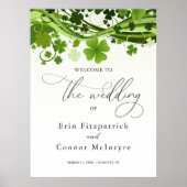 Ierse Shamrock Swirls Weddenschap Welkomstteken Poster (Voorkant)