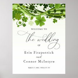 Ierse Shamrock Swirls Weddenschap Welkomstteken Poster