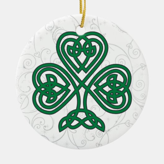 IERSE SHAMROCK SYMBOOL KERSTVERSIERING KERAMISCH ORNAMENT (Voorkant)