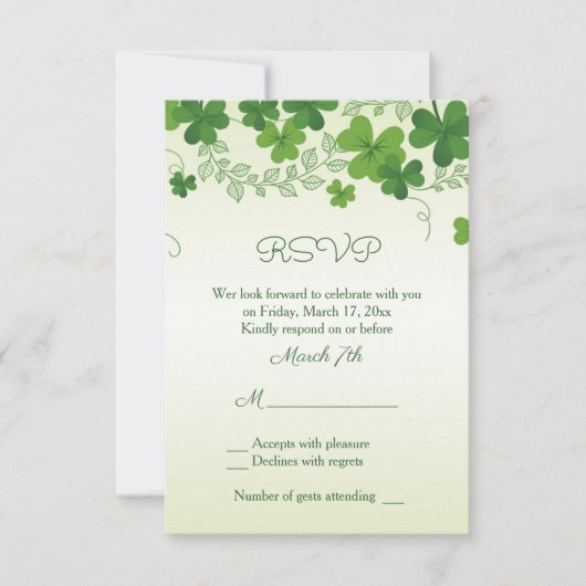 Ierse Shamrock Trouwreactie Kaart (Voorkant)