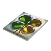 Ierse Shamrock Vier Blad Gouden Groene Klaver Tegeltje (Zijkant)
