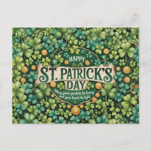 Ierse Shamrock Viering Design Briefkaart (Voorkant)