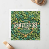 Ierse Shamrock Viering Design Notitiekaartje (Voorkant / Achterkant in situ)
