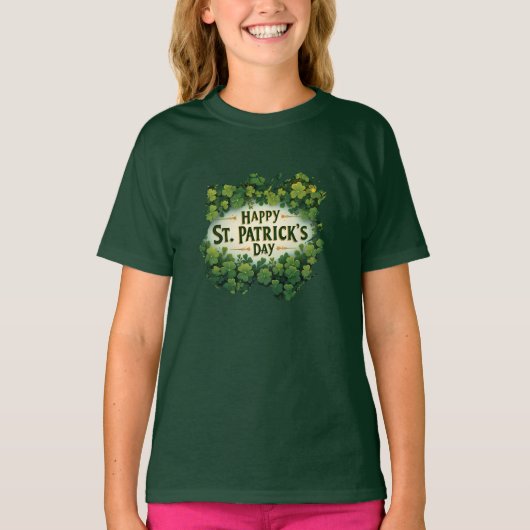 Ierse Shamrock Viering Design T-shirt (Voorkant)