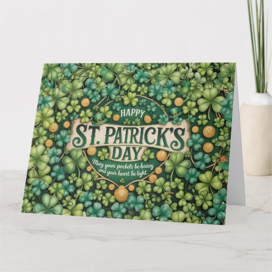 Ierse Shamrock Viering Ontwerp Kaart (Voorkant)