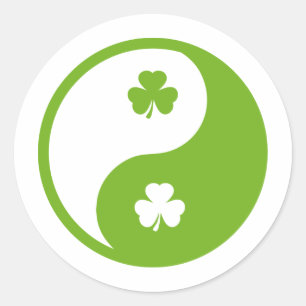 ierse shamrock ying and yang ronde sticker