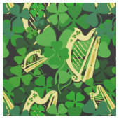 Ierse shamrock, zwart, Ierse harp stof print 7m (Close Up)