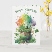 Ierse shamrocks en regenboog kaart (Gele Bloem)