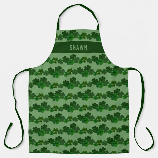 Ierse Shamrocks Green Clover Persoonlijke naam Schort (Voorkant)