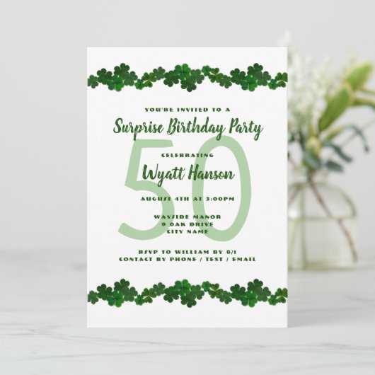 Ierse Shamrocks March Birthday Party Kaart (Staand voorkant)