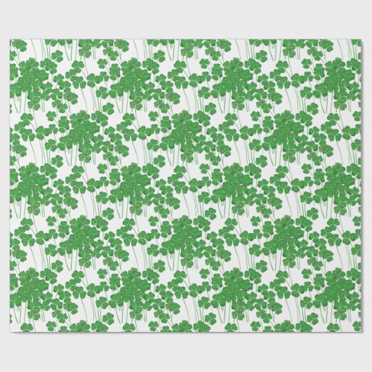 Ierse shamrocks op wit cadeaupapier (Vlak)