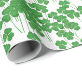 Ierse shamrocks op wit cadeaupapier (Rol Hoek)