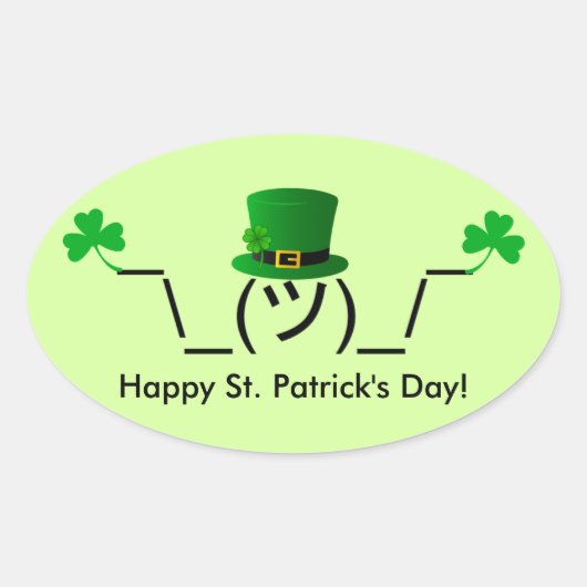 Ierse Smugshrug Holding Shamrocks Ovale Sticker (Voorkant)