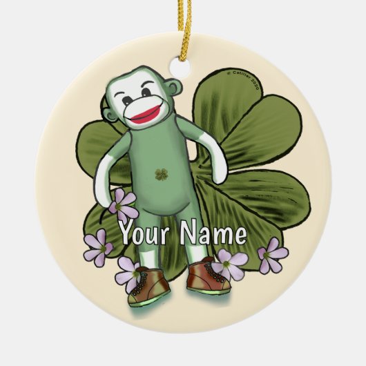 Ierse Sock Monkey Keramisch Ornament (Voorkant)