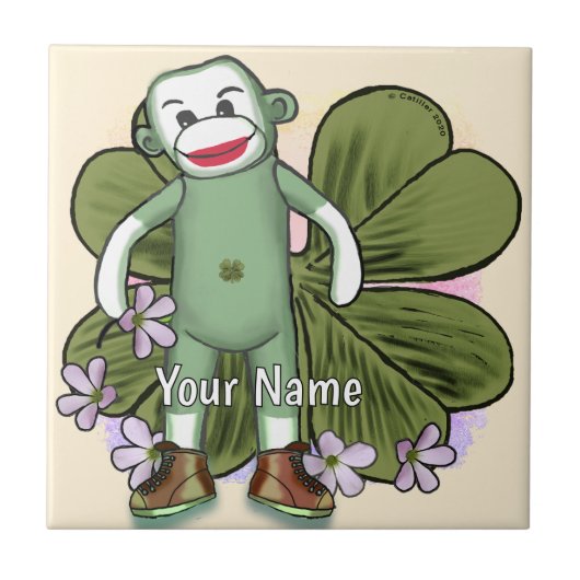 Ierse Sock Monkey Tegeltje (Voorkant)